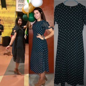 Forever 21 Green Polka Dot Tie Sleeves Dress